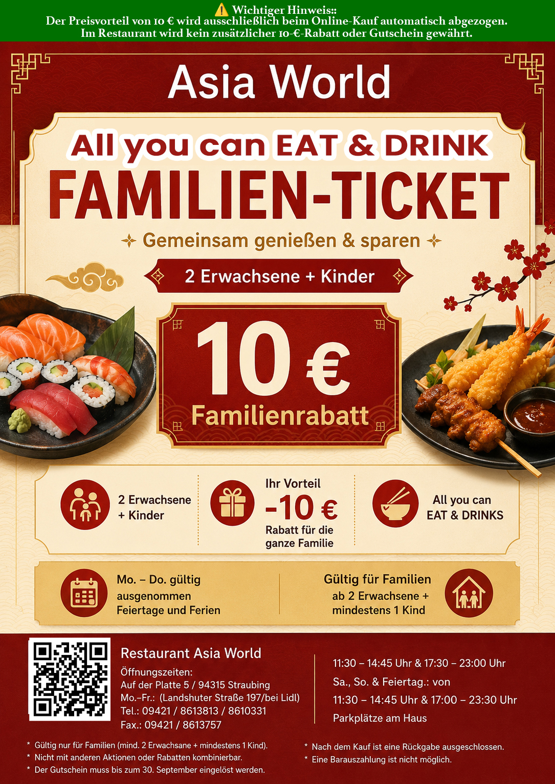 Familien-Ticket für 2 Erwachsene + Kinder